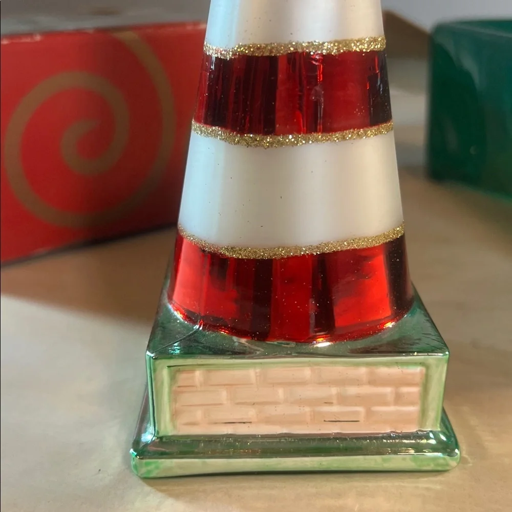 Red and White Lighthouse Ornament